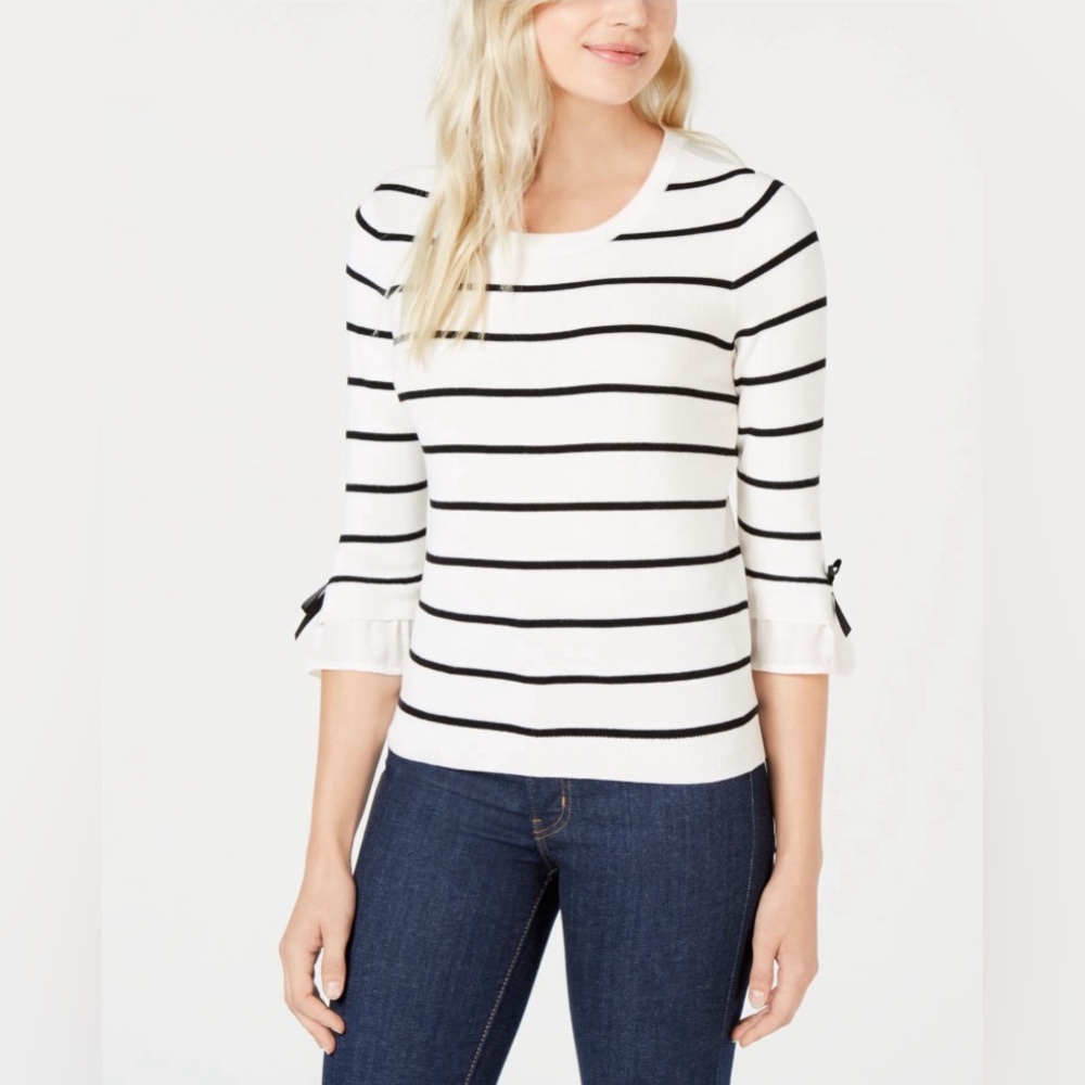 Maison Jules Striped Bow Sweater